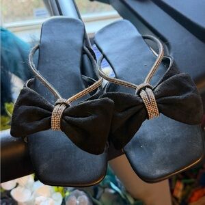 Elegant Black Bow Women's Sandals